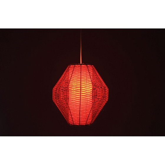 Image 1 of Orangefarbene Vintage-Pendelleuchte aus Dänemark