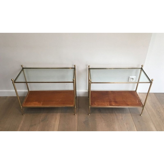 Image 1 of Paar Vintage-Sofas aus Mahagoni, Messing und Marmor