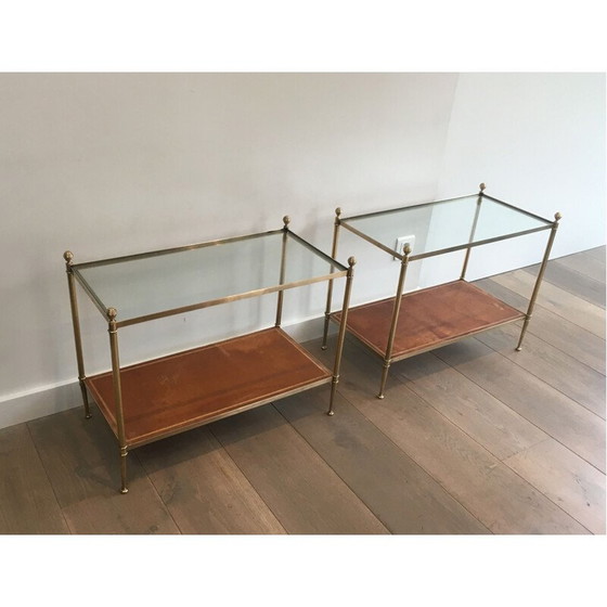 Image 1 of Paar Vintage-Sofas aus Mahagoni, Messing und Marmor