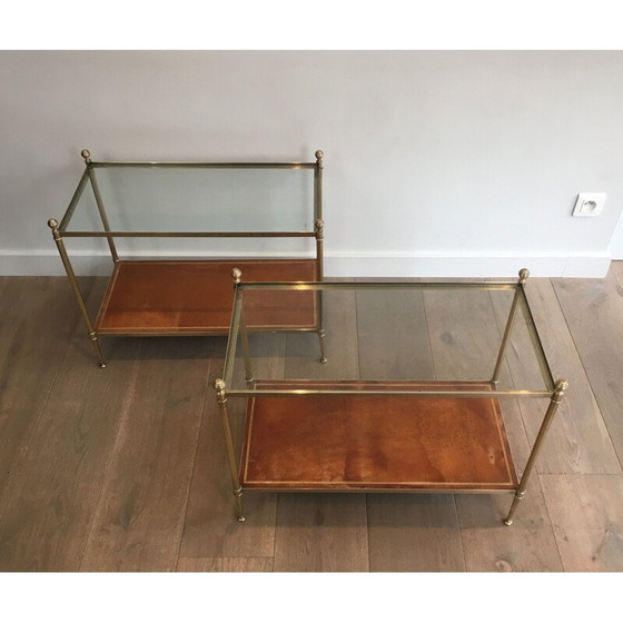 Image 1 of Paar Vintage-Sofas aus Mahagoni, Messing und Marmor