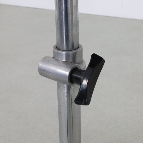 Image 1 of Verstellbarer Hocker in Chrom, 1960S Neu gepolstert