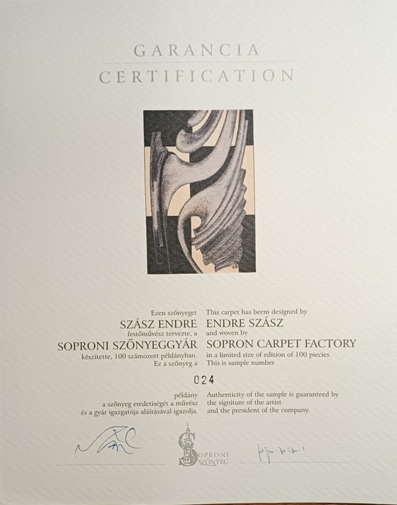 Image 1 of Limitierte Auflage Teppich von Endre Szasz, 200X290 Cm