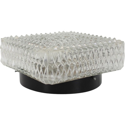 Vintage Deckenleuchte aus Metall und Glas, Tschechoslowakei 1970er Jahre