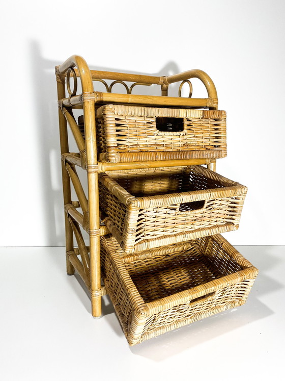 Image 1 of Vintage Nachttisch aus Rattan