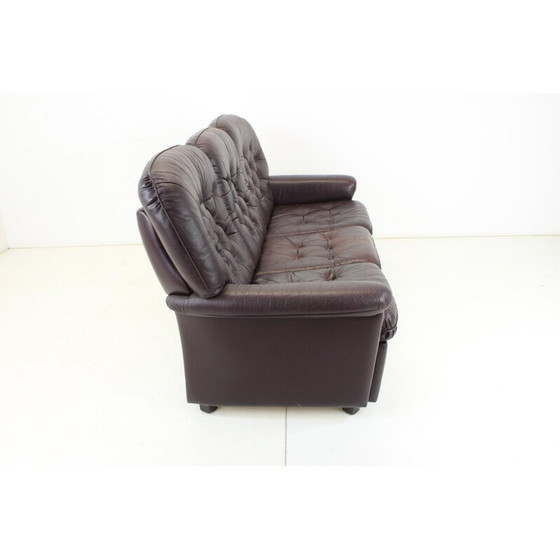 Image 1 of Dreisitziges Ledersofa, Tschechoslowakei 1970er Jahre