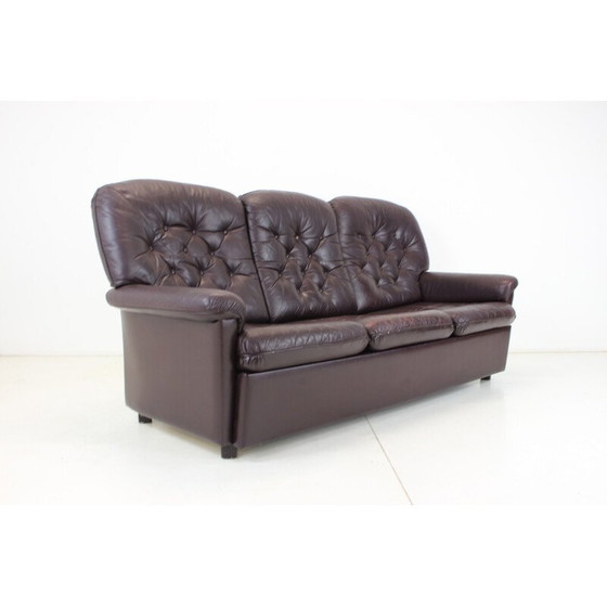 Image 1 of Dreisitziges Ledersofa, Tschechoslowakei 1970er Jahre