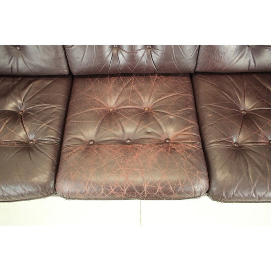 Image 1 of Dreisitziges Ledersofa, Tschechoslowakei 1970er Jahre
