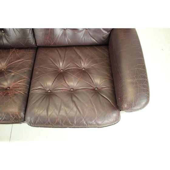 Image 1 of Dreisitziges Ledersofa, Tschechoslowakei 1970er Jahre