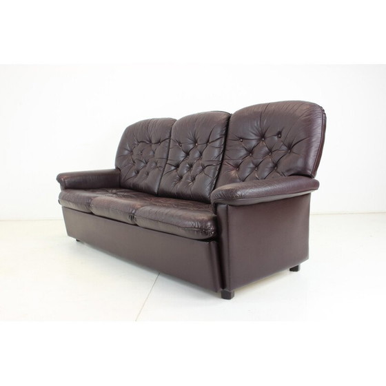 Image 1 of Dreisitziges Ledersofa, Tschechoslowakei 1970er Jahre
