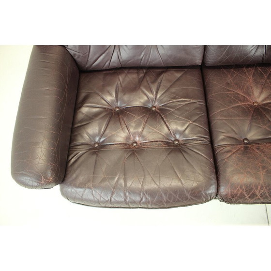 Image 1 of Dreisitziges Ledersofa, Tschechoslowakei 1970er Jahre