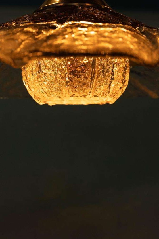 Image 1 of Midmod Glas-Hängeleuchte Orrefors, 60er Jahre Japandi Glas-Hängeleuchte