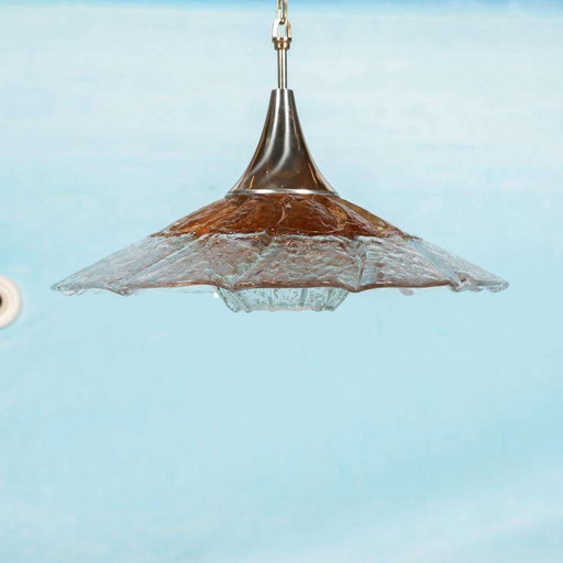 Midmod Glas-Hängeleuchte Orrefors, 60er Jahre Japandi Glas-Hängeleuchte