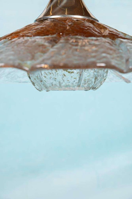 Image 1 of Midmod Glas-Hängeleuchte Orrefors, 60er Jahre Japandi Glas-Hängeleuchte