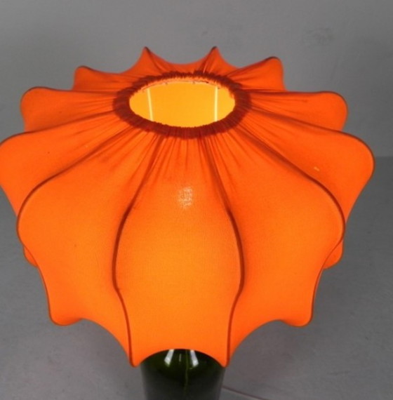 Image 1 of Weinflaschen-Tischlampe mit Stoffschirm, 1970er Jahre