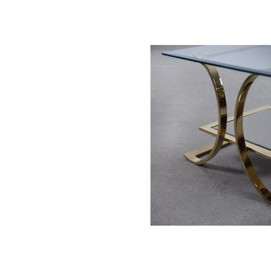 Image 1 of Paar Vintage Couchtische aus vergoldetem Metall und Glas, Italien 1960