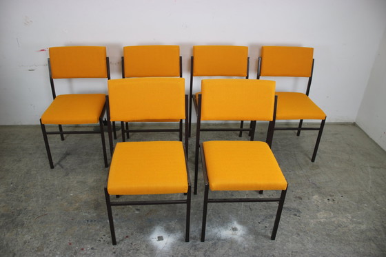 Image 1 of 6X L&C Arnold Stahlrohr Stühle Vintage Stuhl Set Orange Neubezug 60S