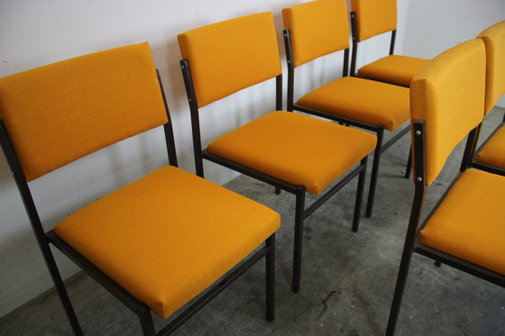 Image 1 of 6X L&C Arnold Stahlrohr Stühle Vintage Stuhl Set Orange Neubezug 60S