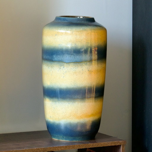 Große Massive Vase West Germany Aus Sandstein Blau Und Sand