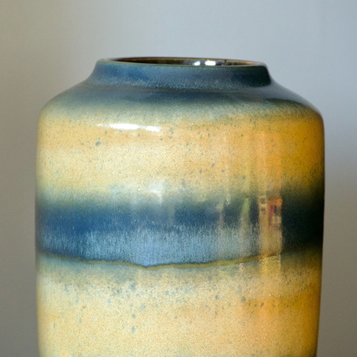 Große Massive Vase West Germany Aus Sandstein Blau Und Sand