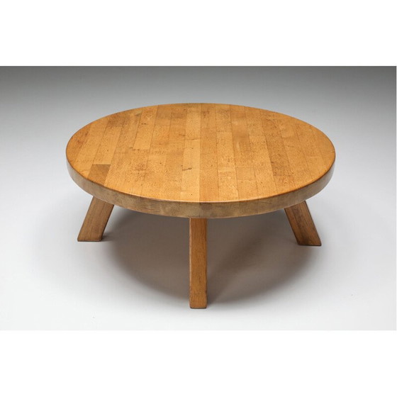 Image 1 of Runder Couchtisch aus Kiefernholz von Charlotte Perriand, 1960