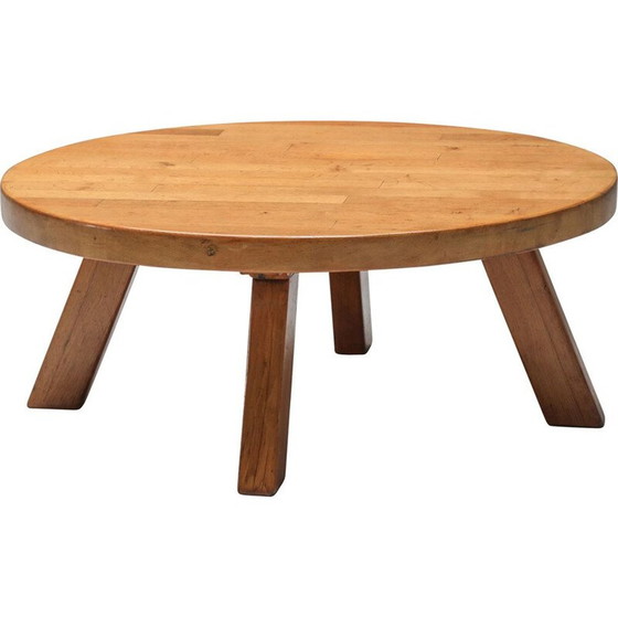 Image 1 of Runder Couchtisch aus Kiefernholz von Charlotte Perriand, 1960