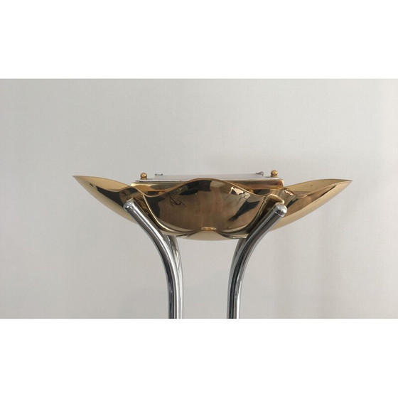 Image 1 of Vintage Stehleuchte aus Chrom, Messing und Marmor 1970