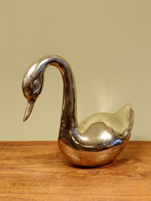 Großer Vintage Messing Schwan Vogel
