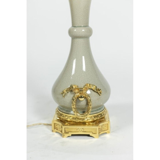 Image 1 of Französische Vintage-Lampe aus Bronze und Porzellan, 1880er Jahre
