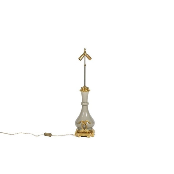 Image 1 of Französische Vintage-Lampe aus Bronze und Porzellan, 1880er Jahre