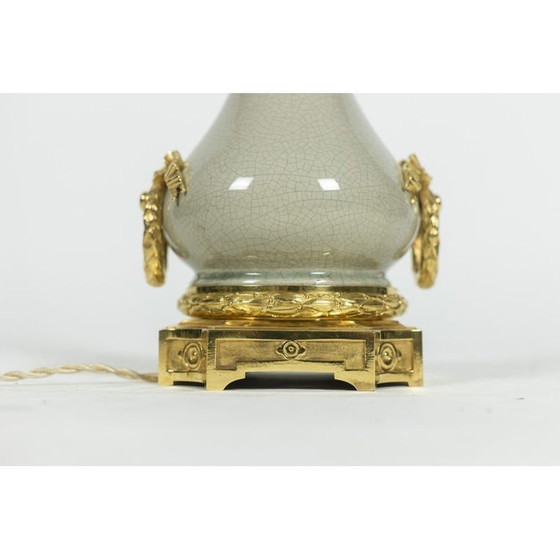 Image 1 of Französische Vintage-Lampe aus Bronze und Porzellan, 1880er Jahre