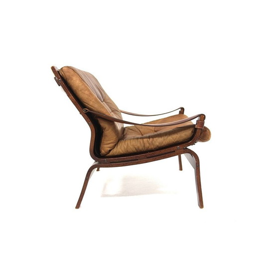 Image 1 of Vintage-Sessel aus Buche und Leder, Norwegen 1960