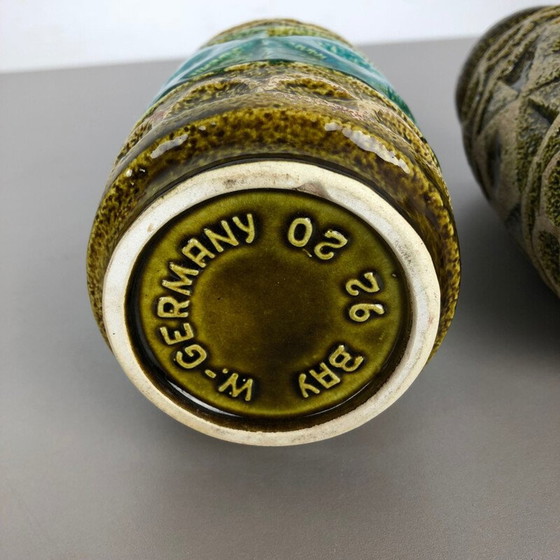 Image 1 of Paar mehrfarbige Bodenvasen aus Keramik von Bay Ceramics, Deutschland 1960