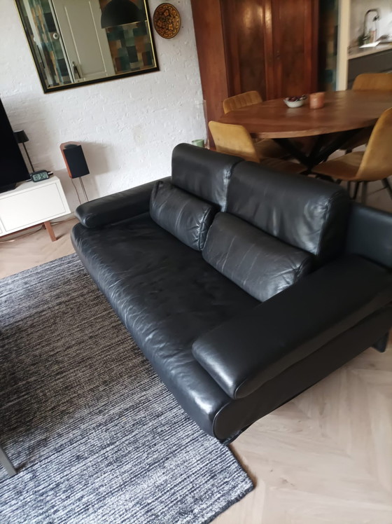 Image 1 of Rolf Benz 6500 Schwarzes Leder 2,5-Sitzer Sofa