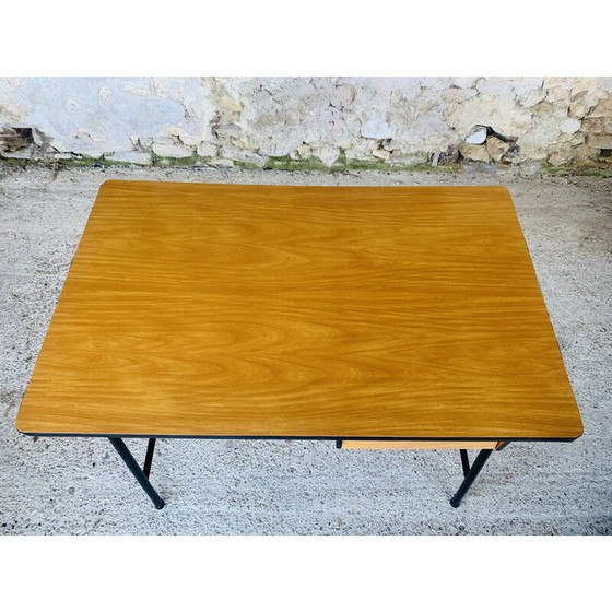 Image 1 of Vintage-Schreibtisch aus Metall und schwarzem Resopal mit 2 Schubladen, 1960