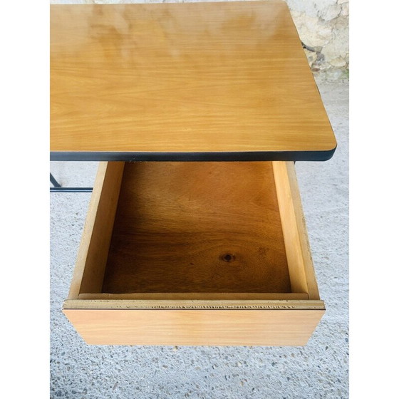 Image 1 of Vintage-Schreibtisch aus Metall und schwarzem Resopal mit 2 Schubladen, 1960