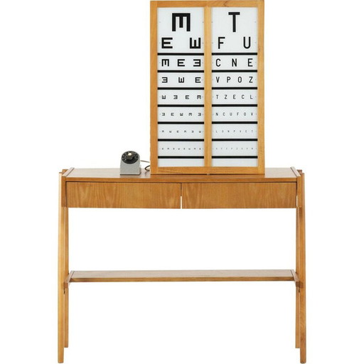 Beleuchtete alte Lichtdruckschrift von Dioptra Kromeriz, Tschechoslowakei 1980