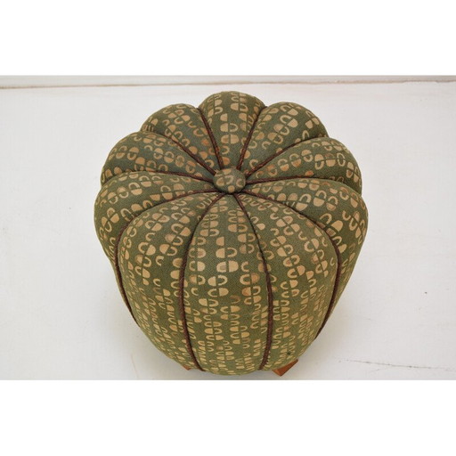 Vinatge Hocker aus Stoff und Holz von Jindrich Halabala, 1950