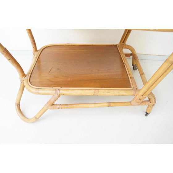 Image 1 of Vintage Rattan Bambus Serviertablett 1960