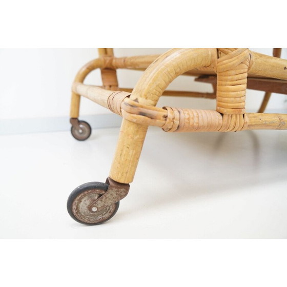 Image 1 of Vintage Rattan Bambus Serviertablett 1960
