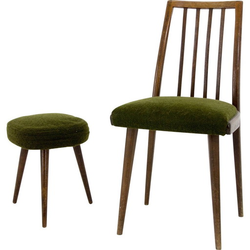 Set aus Stuhl und Hocker, Tschechoslowakei 1960er Jahre