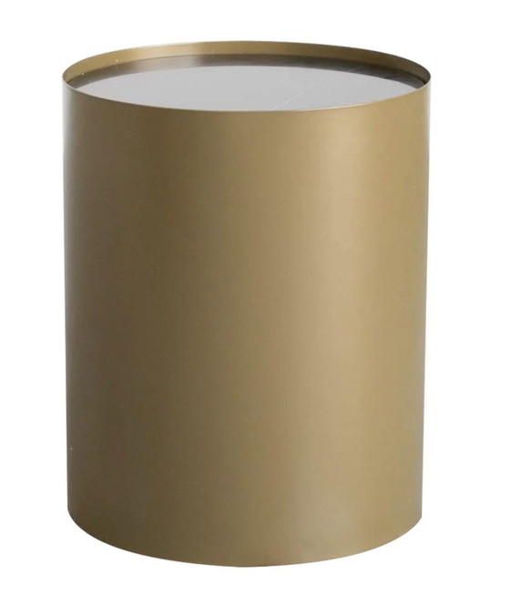 Image 1 of Runder Couchtisch Goldrahmen und schwarzer Marmor - Robust