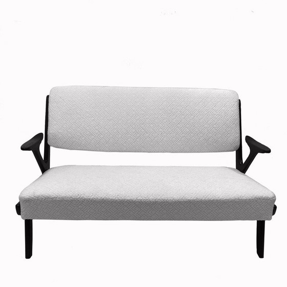 Image 1 of Vintage-Holzsofa mit Dedar-Stoff, 1950er Jahre