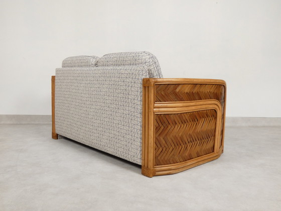 Image 1 of Sofa aus Bambus und Rattan mit grafischem Stoff