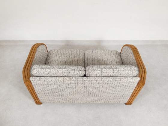 Image 1 of Sofa aus Bambus und Rattan mit grafischem Stoff