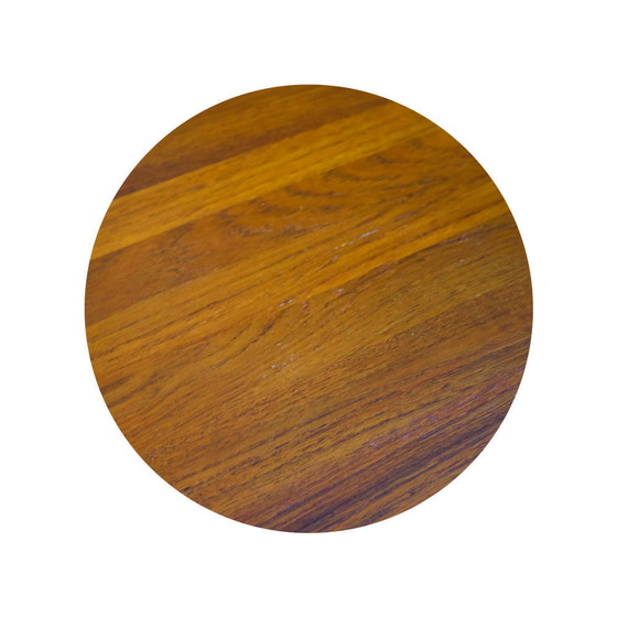 Image 1 of Runder Couchtisch aus massivem Teakholz, 1970er Jahre