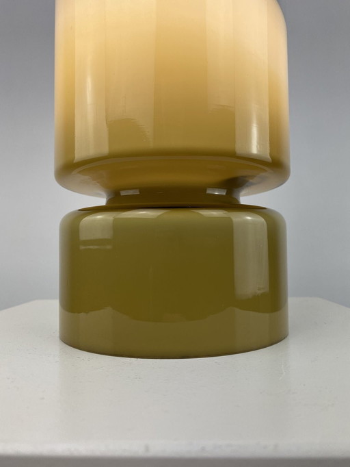 Seltene olivgrüne und klare Glas Peill und Putzler Tischlampe 1970