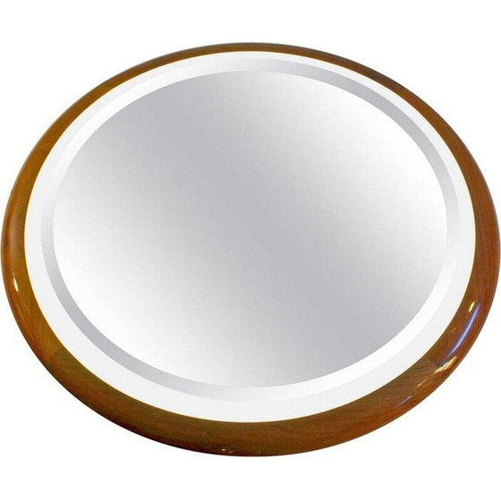 Image 1 of Hinterleuchteter Spiegel aus Kirschbaumholz, Italien 1970