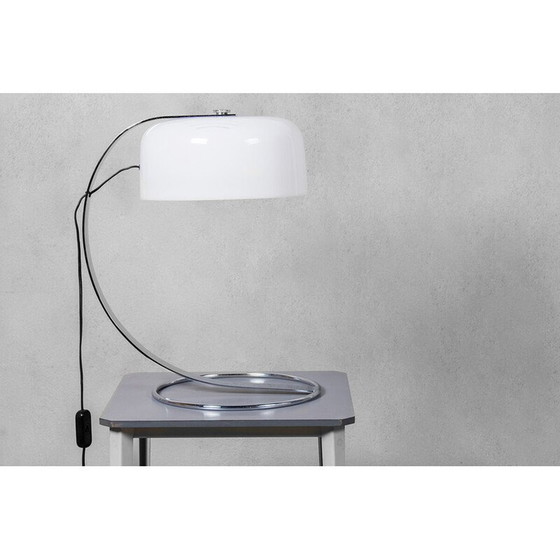 Image 1 of Vintage Tropic Schreibtischlampe aus Chromstahl und weißem Acryl für Raak, Niederlande 1970