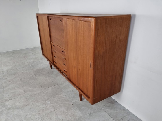 Image 1 of HP Hansen Made in Denmark Highboard aus Teakholz, 1960er Jahre