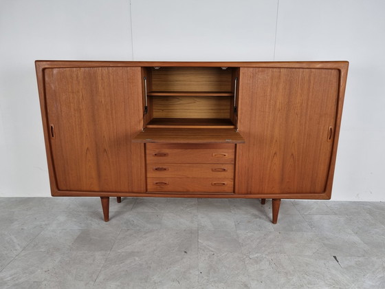 Image 1 of HP Hansen Made in Denmark Highboard aus Teakholz, 1960er Jahre